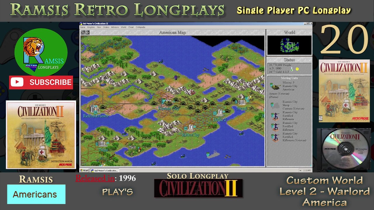 Sid Meier's Civilization II | 1996 | Windows PC | Warlord | America - Episode #20 | Let's Play