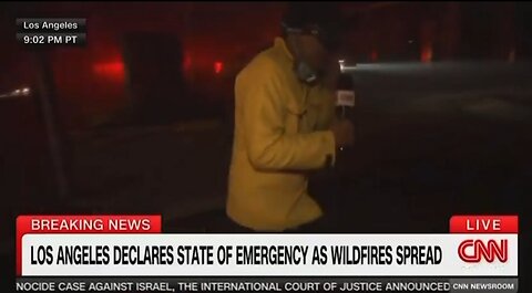 CNN Reporter Dodges Fire Debris In Palisades, CA