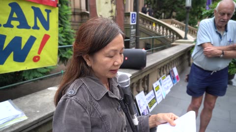 Dr My Le Trinh (suspended) speaking at Sydney Town Hall, 14-Feb-2025