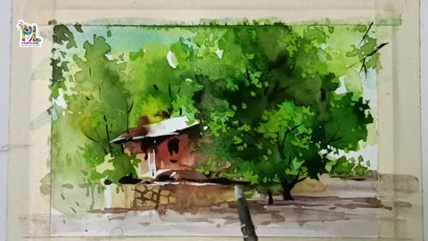 Water Color Painting Village Art || Easy Scenery Painting