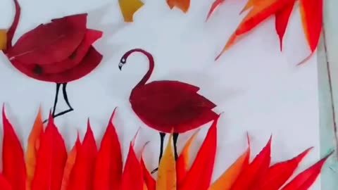 🦩 Beautiful Flamingo Made from Old Leaves – Eco-Friendly DIY Craft! 🍃✨