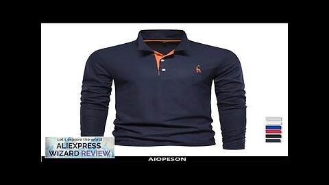 AIOPESON 2023 New Men's Deer Embroidery Polo Shirts Solid Color Long Sleeve Review