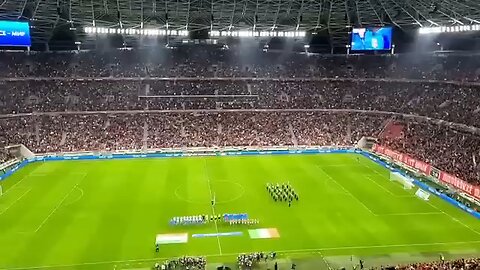 Funny moment in football. Sprinklers turned on before the National Anthems (Hungary vs Italy)