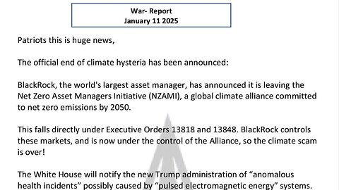 WAR REPORT - JANUARY 11 2025 - PATRIOTS THIS IS HUGE NEWS