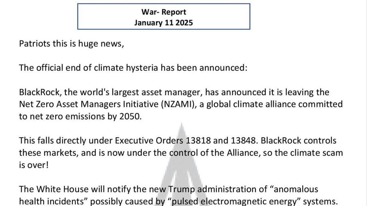 WAR REPORT - JANUARY 11 2025 - PATRIOTS THIS IS HUGE NEWS