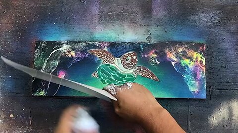 Spray painting of turtle in sea