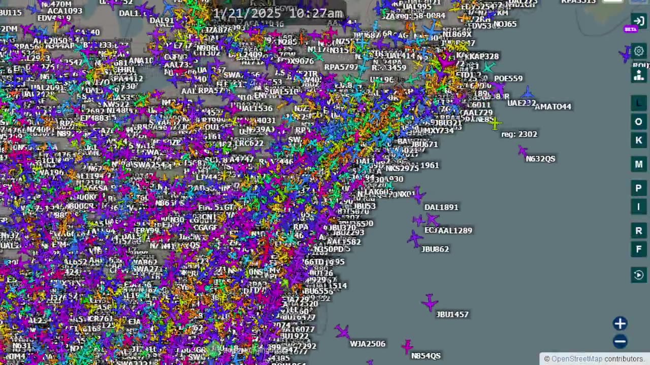 New England Air Traffic Time Lapsed - Jan 21 2025 - no audio -