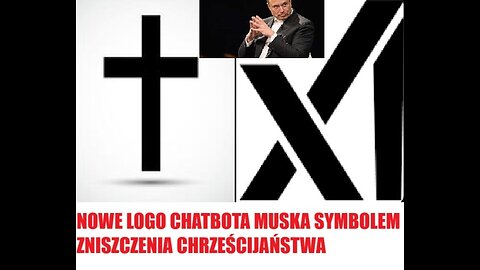 ZŁAMANY KRZYŻ symbolizujący zniszczenie chrześcijaństwa nowym logiem chatbota Muska