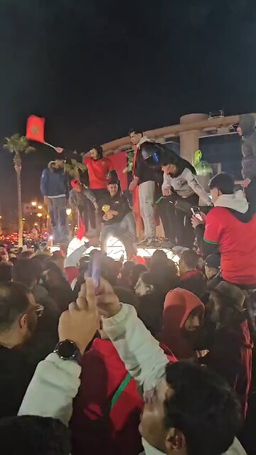 Moroccan fans celebrate their victory against Nigeria in the semi-final of the Africa Cup of Nation.