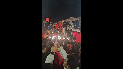 Moroccan fans celebrate their victory against Nigeria in the semi-final of the Africa Cup of Nation.