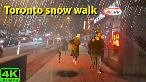 【4K】Toronto Snowfall walk through luxury area Bloor Yorkville Street Canada 🇨🇦