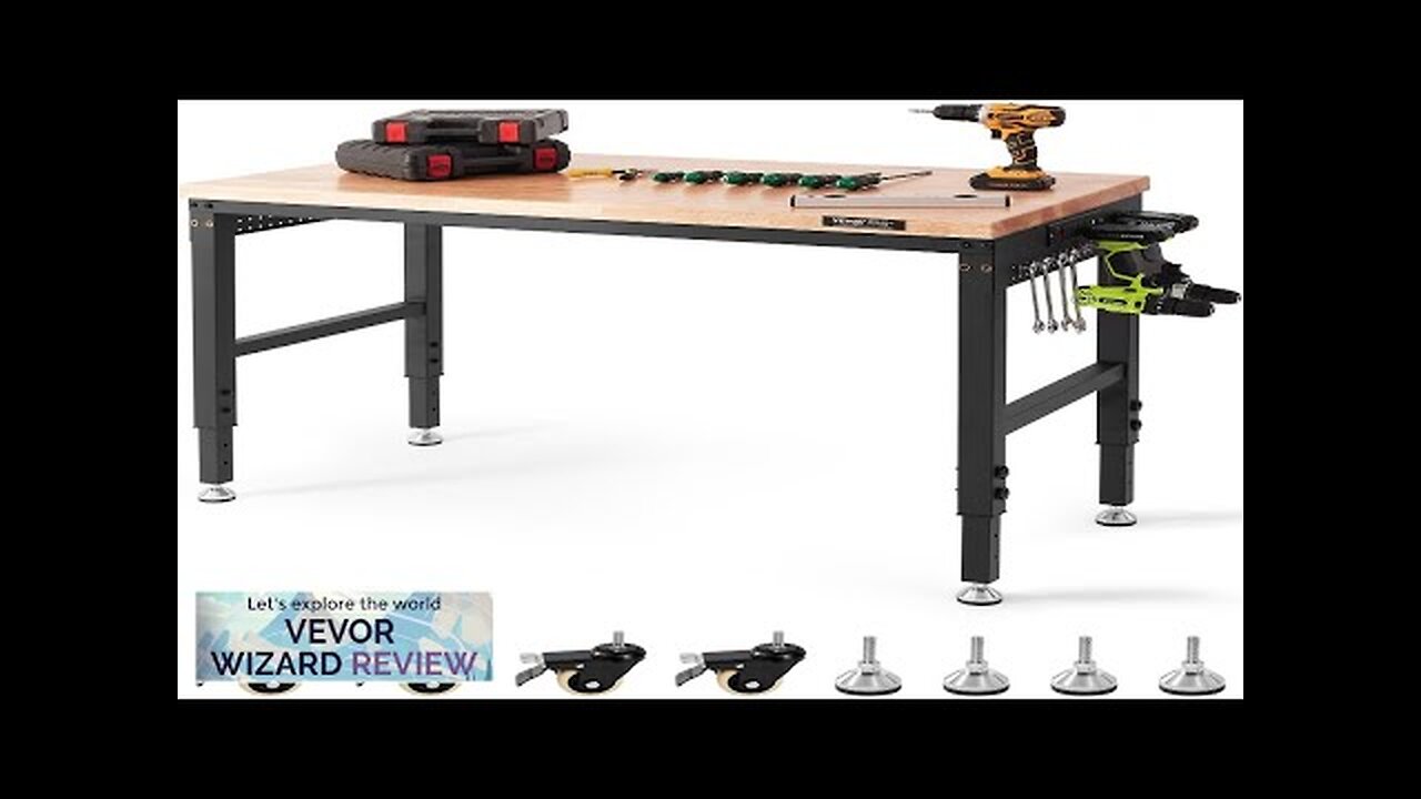 VEVOR Adjustable Workbench 48" L X 24" W Garage Worktable with Universal Review