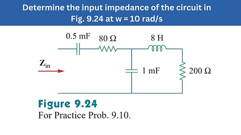 Practice Prob 9.10 | Find input impedance of the circuit in Fig 9.24, w = 10 rad/s| FEC 4th Edition