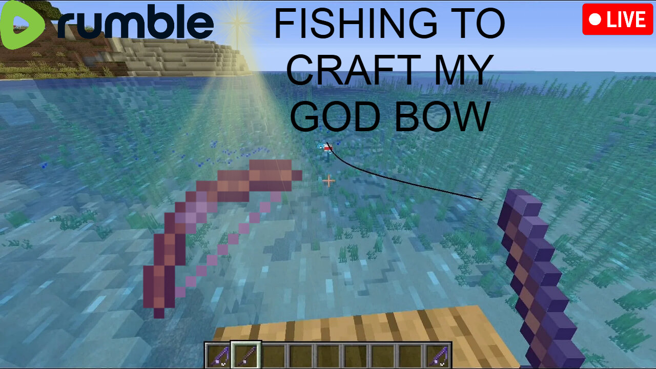 Fishing in minecraft to craft an op bow