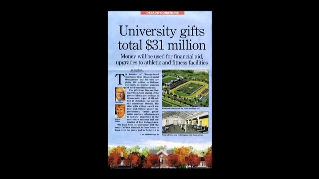 February 5, 2013 - Indianapolis Star Reports on $31 Million in Gifts Received by DePauw University