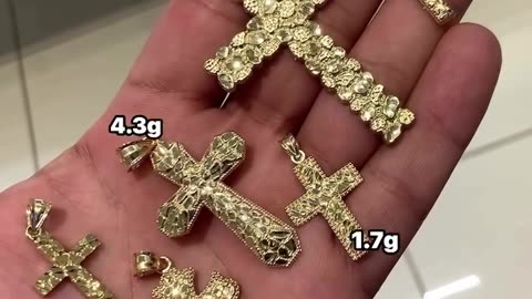 10K Yellow Gold Nugget Crucifix Pendants