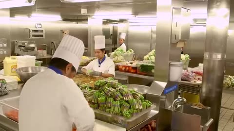 "Inside the Kitchen of the World's Largest Cruise Ship: How 30,000 Gourmet Meals Are Made Daily!"