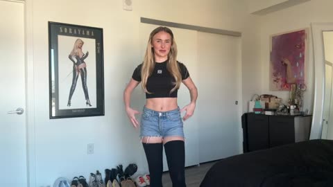 Thigh High Socks Try On
