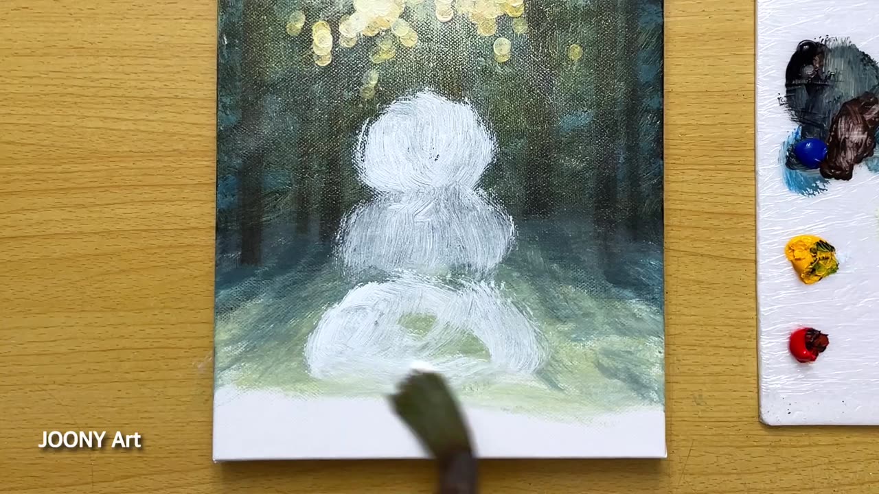 How to Draw a Snowman _ Acrylic Painting for Beginners