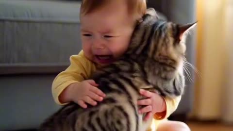 Cat Grooming a Human Baby | The Sweet Bond Between Cats and Babies🔥🔥