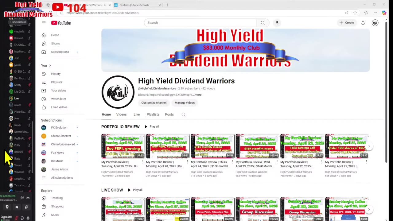 High Yield Dividend Warriors Wed Live Show 30 April Group C Dec Day