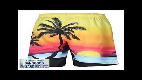 S52513 Beach Shorts Board Shorts 3D Coconut Tree Sunset Printing Fast Drying Review