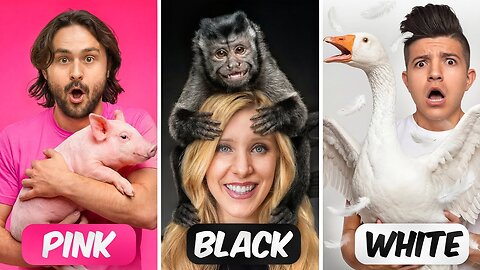 I Adopted BLACK vs PINK Animals! (Monkey, Pig & Duck) 🐒🐷🦆