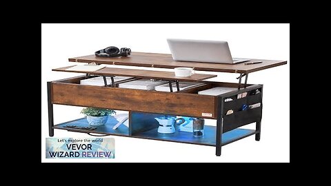 VEVOR Lift Top Coffee Table 39.4" Rectangle Coffee Table with Light Review