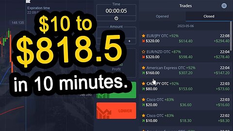 $10 to $818.5 in 5 min.