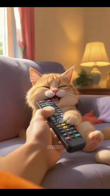 When your cat thinks the remote belongs to them