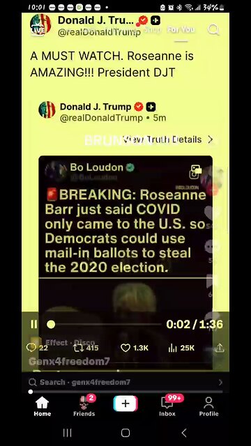 DJT Posts Roseanne Bars Speech About 2020 Covid Hoax Which Forced The Use Of Mail-In Ballots