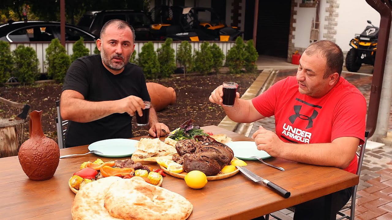 ROASTING MEAT, HEART, LIVER and LUNGS in a COUNTRY OVEN