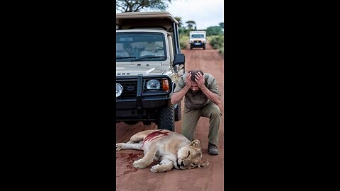 A Mother Lion's Rescue Help After the Accident.