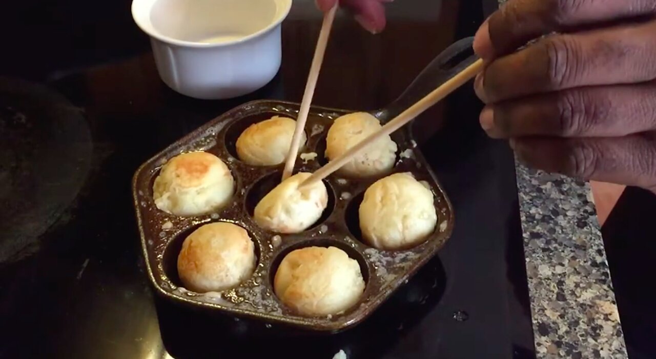 Making Aebleskiver In Castiron Pan