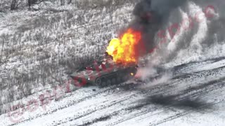 Enemy BMP-2 Hits a Mine, Then Loses Turret After Precision Drop into Hatch