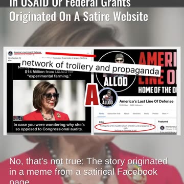 Fact Check: Nancy Pelosi's Vineyard Receiving Millions In USAID Or Federal Grants Is Satire