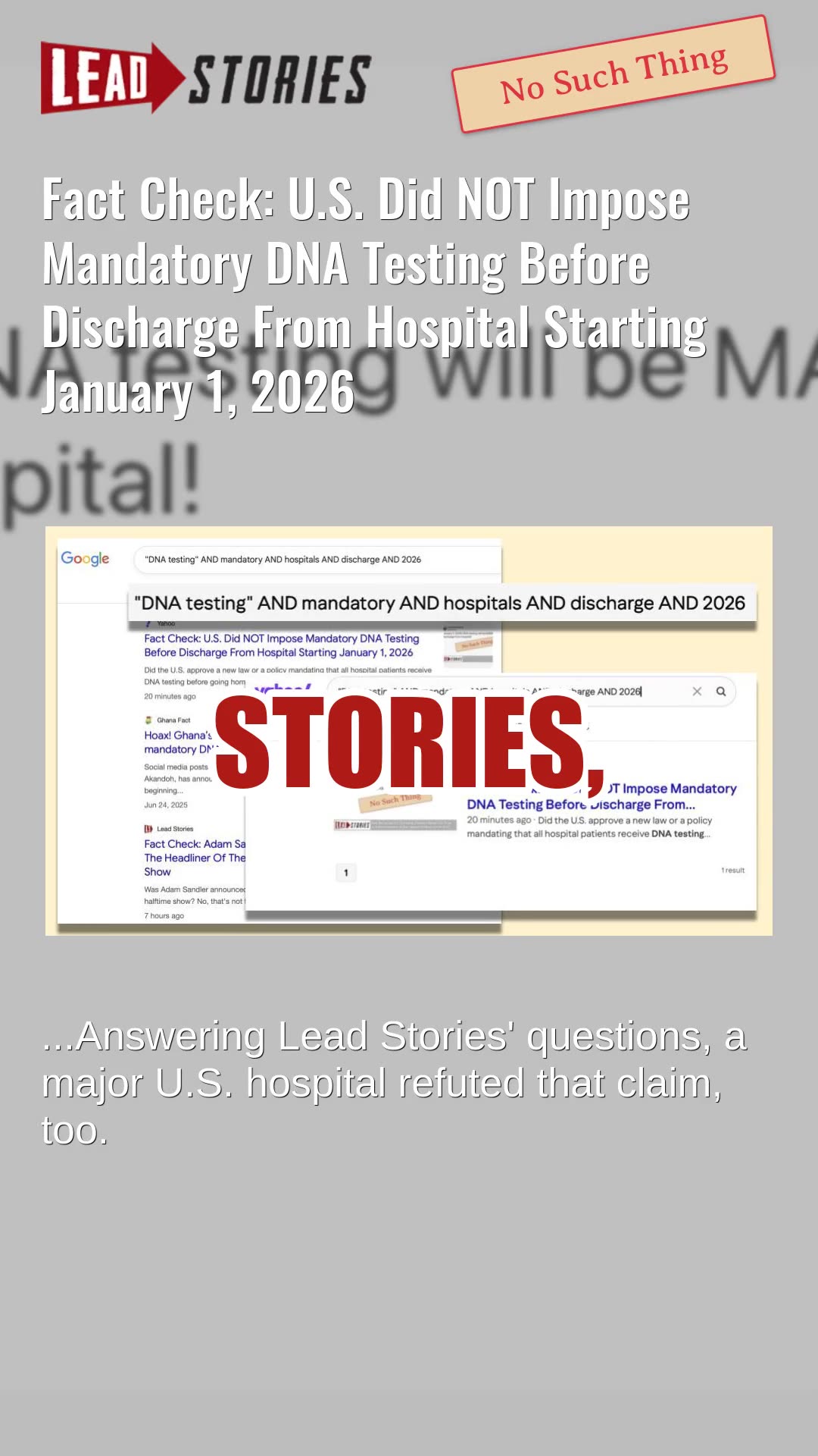 Fact Check: U.S. Did NOT Impose DNA Testing Before Discharge From Hospital Starting January 1, 2026