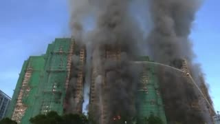 A huge fire is currently raging in a high-rise residential complex in Hong Kong,