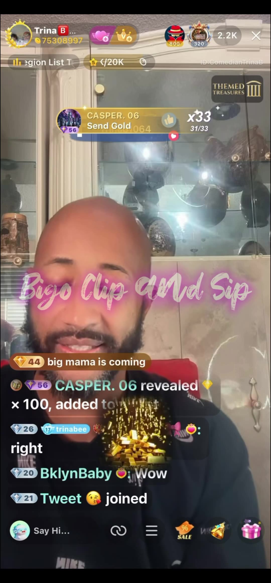 TrinaB plays recording of Von n her mom SA 10/24/25 #bigoclipandsip