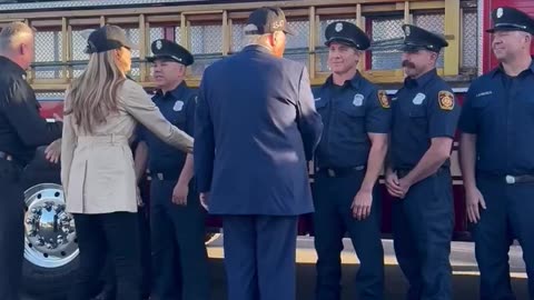 President Trump and First Lady Melania greet fire fighters who have been