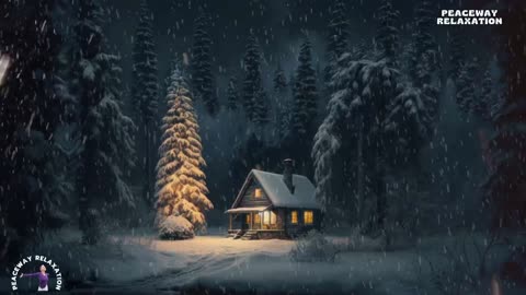 PEACEFUL WINTER COTTAGE AMBIENCE | SNOW FALLING & COZY FIREPLACE