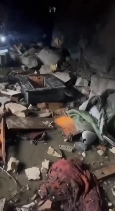 Aftermath of Ukrainian Missile Strike that Went Through 3 Story Concrete Building