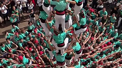 Nine Level Human Tower at All Saints Day Celebration
