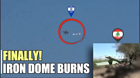 Scene of Israeli F 16 helpless saving Iron Dome by Hezbollah drone