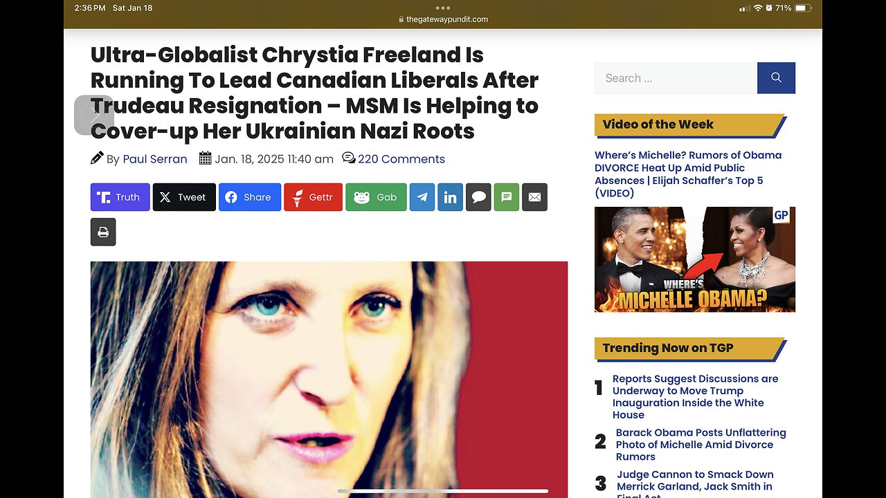 Ultra-Globalist Chrystia Freeland Is Running To Lead Canadian Liberals After Trudeau Resignation