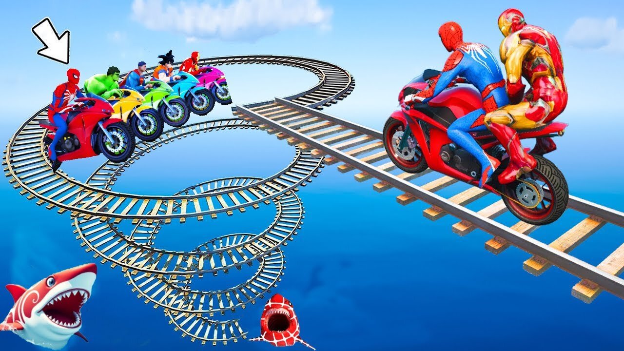 🕷️ Spider-Man's Most Insane Stunt Yet: Motorcycle Madness on a Spiral Bridge! 🏍️