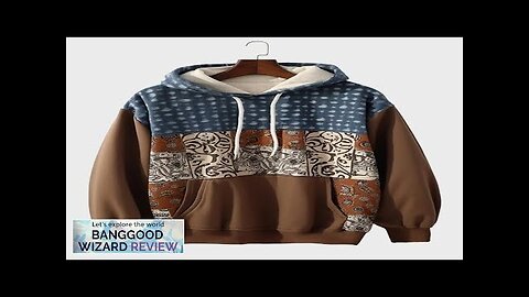 Mens Ethnic Pattern Patchwork Kangaroo Pocket Drawstring Hoodies Coffee S Review