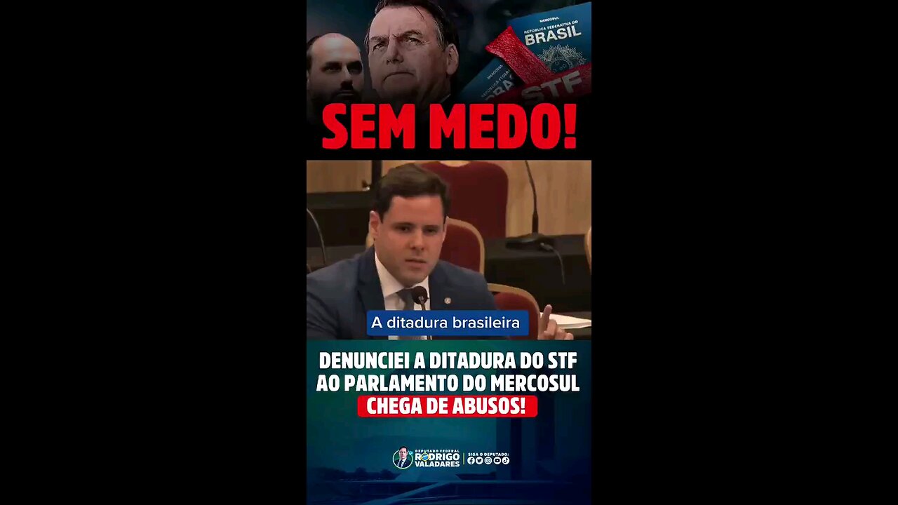 Deputado Rodrigo Valadares Denuncia a Ditadura Judicial Brasileira no Parlamento do Mercosul🇧🇷🇺🇲