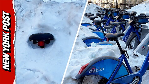 NYC CitiBike stations still caked in mountains of snow and ice