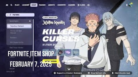 Fortnite Item Shop|February 7, 2025(*New* Jujutsu Kaisen Bundle & Kicks)